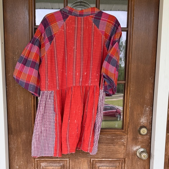 We The Free purple and cream plaid button-front top - Picture 3 of 6